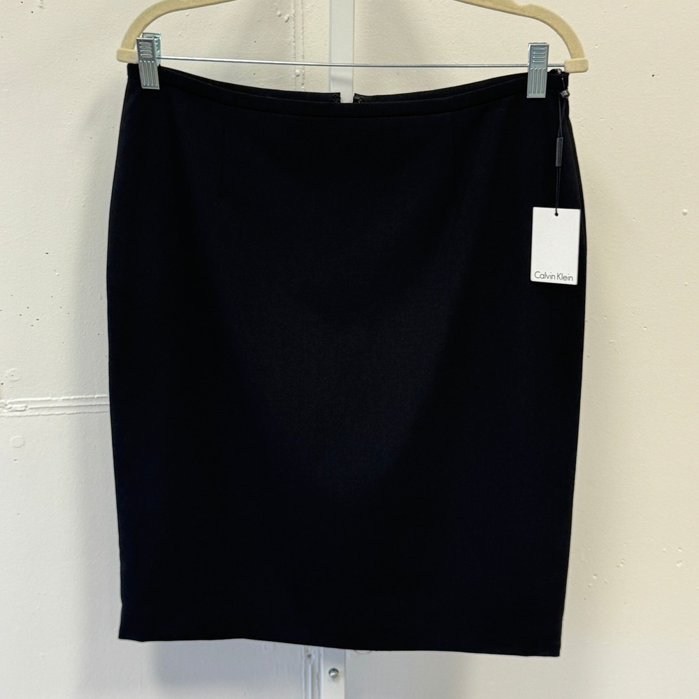 NWT Calvin Klein Modern Suiting Black Pencil Skirt M9RN7313 Womens Size 10